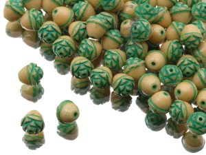 Намистини Жолуді 8 мм Opaque Beige Green Finish