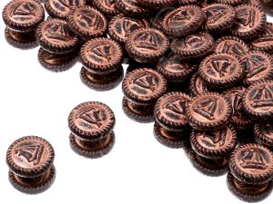 Намистини Медальйони з корабликом 20 мм Jet Travertin Copper Finish