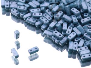 Намистини Brick 3×6 мм Chalk White Teal Luster