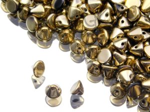 Намистини Button 4 мм Jet Amber Full
