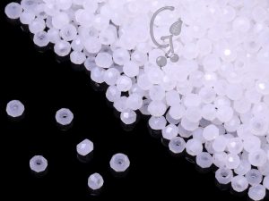 Грановані китайські ронделі 1 мм White Opal