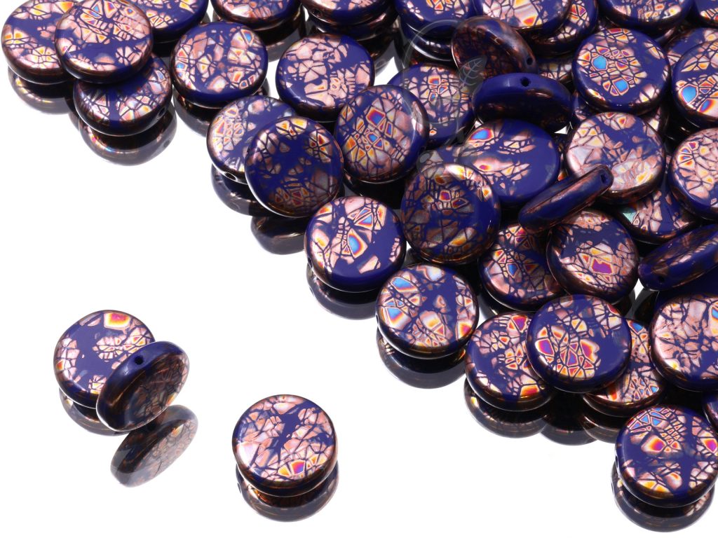 Намистини Монетки 14 мм Cobalt Blue Peacock Batika