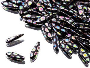 Намистини Dagger 5×16 мм Jet Vitrail Dots
