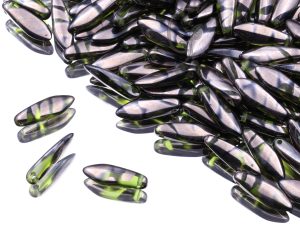 Намистини Dagger 5×16 мм Olivine Chrome Stripes