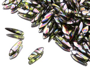 Намистини Dagger 5×16 мм Olivine Vitrail Stripes