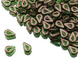 Намистини Краплі з орнаментом 14×10 мм Emerald Copper Finish