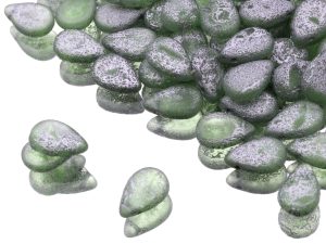 Намистини Пласкі краплі 12×8 мм Light Peridot Etched Silver Finish