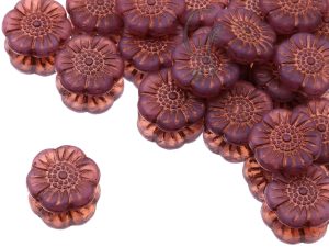 Намистини Квітки 18 мм Dark Milky Amethyst Red Copper Finish