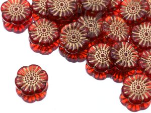 Намистини Квітки 18 мм Ruby Gold Matted Finish