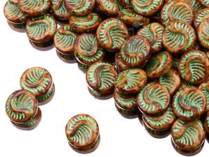 Намистини Fossil Coin 19 мм Crystal Travertin Metallic Green Finish