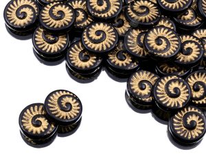 Намистини Fossil Shell 18 мм Jet Gold Matted Finish