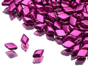 Намистини GemDuo 8×5 мм Sueded Gold Fuchsia Red