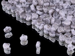 Намистини Ginkgo 7,5 мм Chalk White Silver Splash