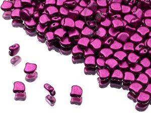 Намистини Ginkgo 7,5 мм Sueded Gold Fuchsia Red