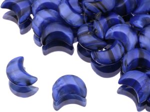 Намистини Півмісяці 14 мм Striped Dark Blue