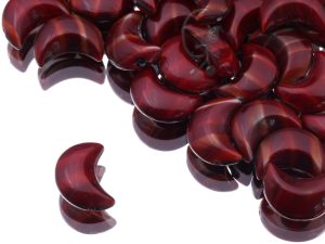 Намистини Півмісяці 14 мм Striped Dark Red