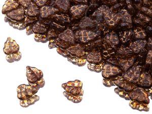 Намистини Листочки 10×8 мм Crystal Travertin Gold Matted Finish