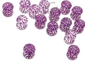 Намистини Lentil з орнаментом 14 мм Crystal Pink Finish