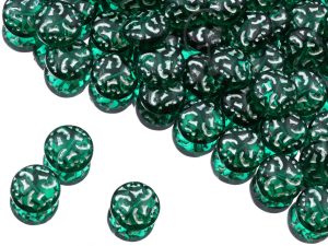 Намистини Lentil з орнаментом 14 мм Emerald Green Finish