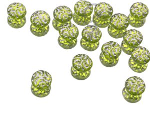 Намистини Lentil з орнаментом 14 мм Olivine Silver Finish
