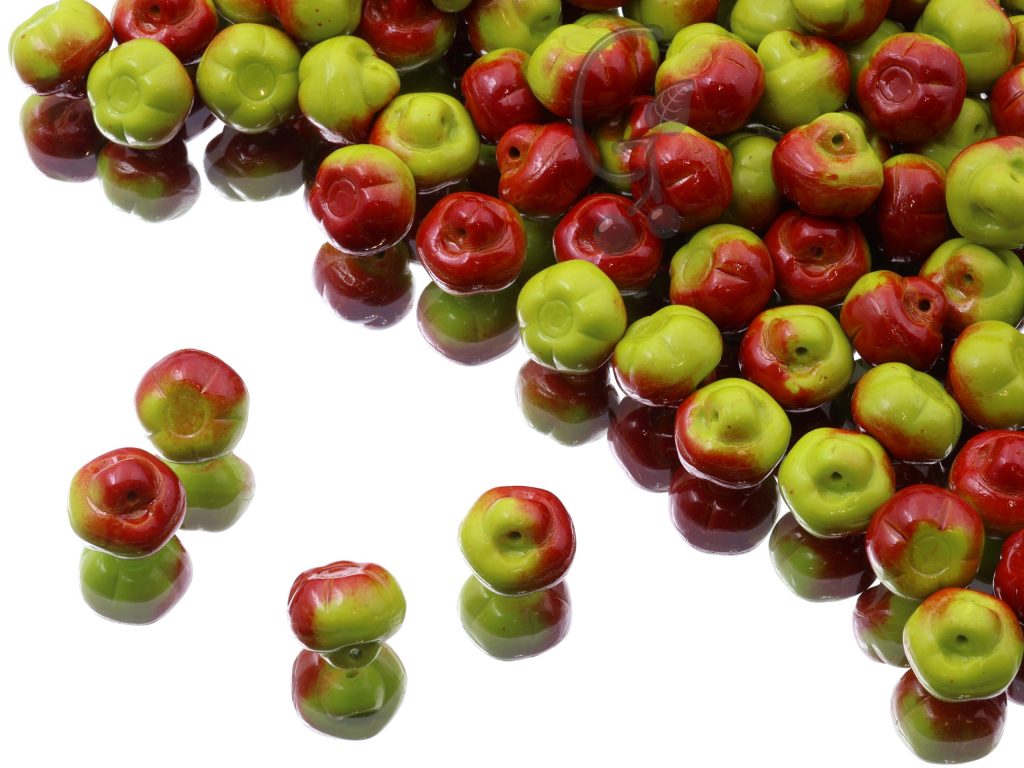 Намистини Груші 12 мм Opaque Olivine Red