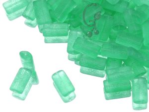 Прямокутні намистини з геометричним орнаментом 22×12 мм Light Green Matte