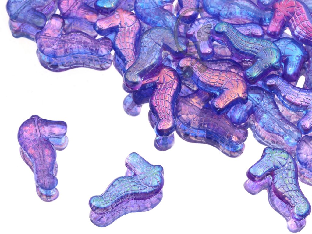 Намистини Морські коники 28×18 мм Crystal Glossy Blue Violet
