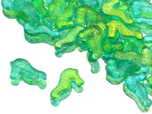 Намистини Морські коники 28×18 мм Crystal Glossy Green Yellow