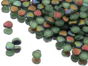 Намистини Мушлі 9 мм Light Peridot Vitrail Matted