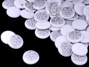 Кабошон сніжинка 21 мм White Opal Silver Finish