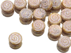 Намистини Монетки зі спіральним орнаментом 14 мм Alabaster Antique White
