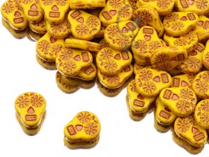 Намистини Цукрові черепи 20×16 мм Opaque Yellow Red Copper Finish