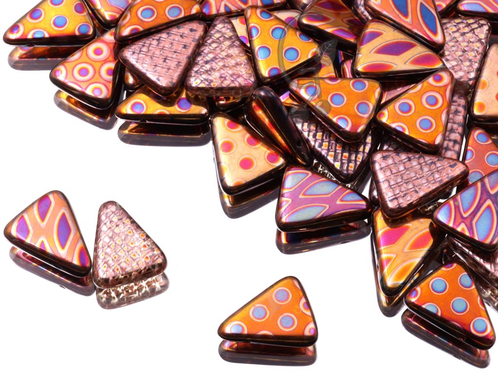 Трикутні намистини 14×18 мм Copper Peacock Pop-art Mixed Pattern