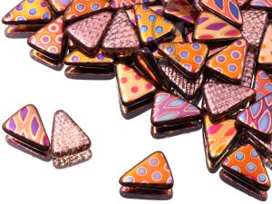 Трикутні намистини 14×18 мм Copper Peacock Pop-art Mixed Pattern