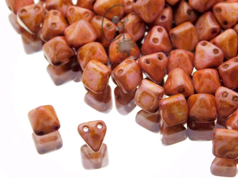 Pyramid Beads Alabaster Travertin Red/Brown