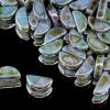 Semi Circle Beads Chalk White Blue Luster
