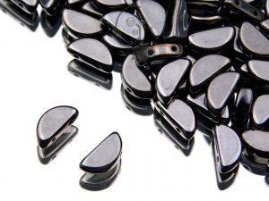 Semi Circle Beads Jet Full Chrome