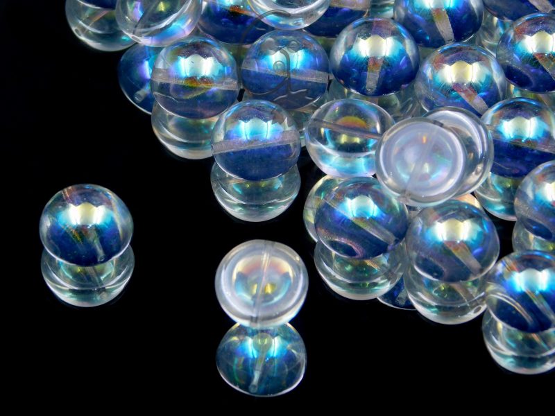 Dome Bead Crystal Blue Rainbow