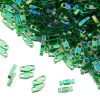 Quarter Tila Beads Transparent Green AB
