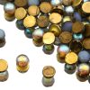 2-hole Cabochon Crystal Etched Golden Rainbow