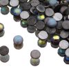 2-hole Cabochon Crystal Etched Graphite Rainbow