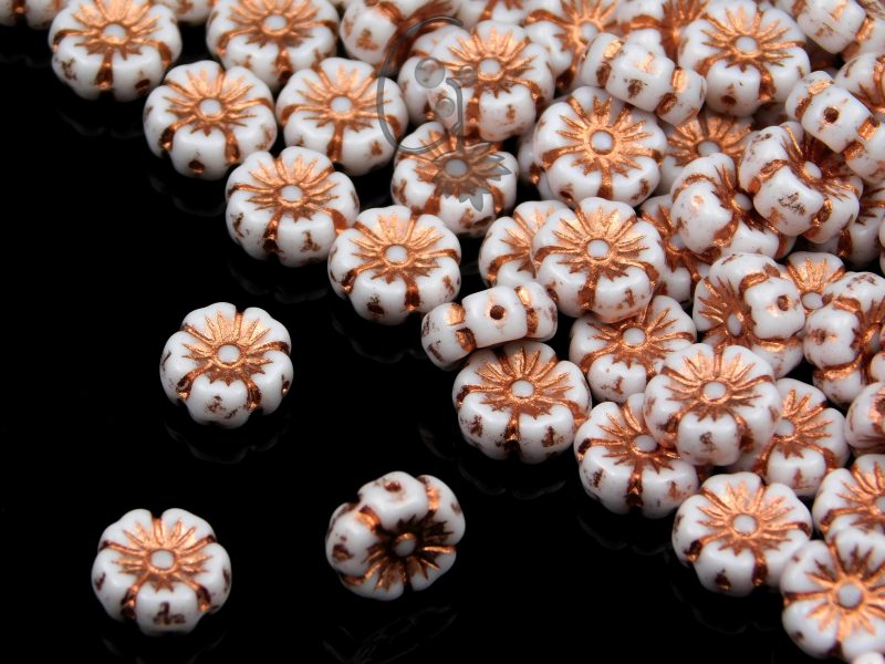 Flower Beads Chalk White Rose Gold