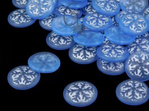 Snowflake Cabochon Light Sapphire Matted Silver Painted