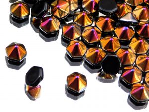 2 Holes Hexagon Pyramid Beads Jet Half Sliperit