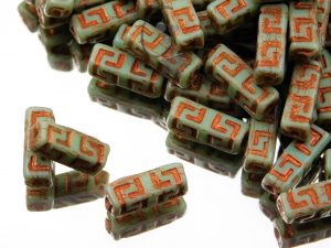 Celtic Block Beads Chrysolite Opal Capri Painted